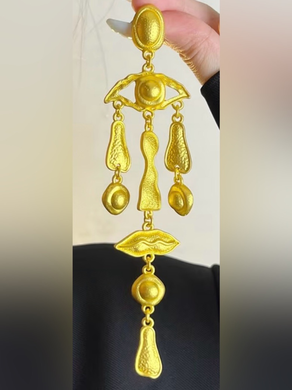 Gold-tone Abstract Dangle Earrings - Contemporary Women's Jewelry